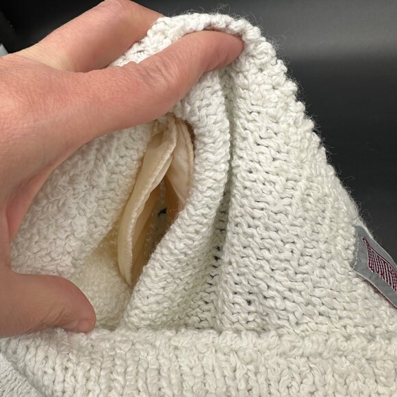 Vintage White Knit Sweater 1980s Worthington Red Rose Shoulder Pads Size L Korea - Picture 5 of 7